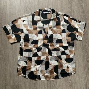 Reitmans Men's Abstract Pattern Shirt - Black, Brown, Cream